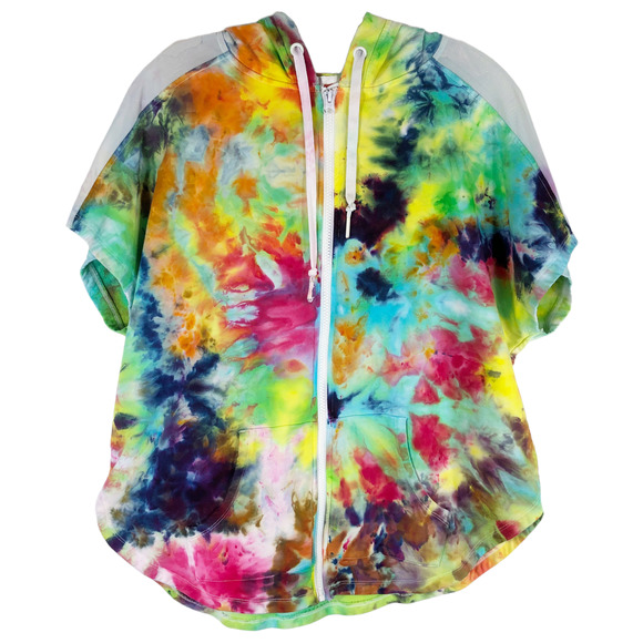Victoria Secret Sport Small Jacket Handmade‎ Tie Dye Watercolor Wonder Hood 1517 - Picture 1 of 12